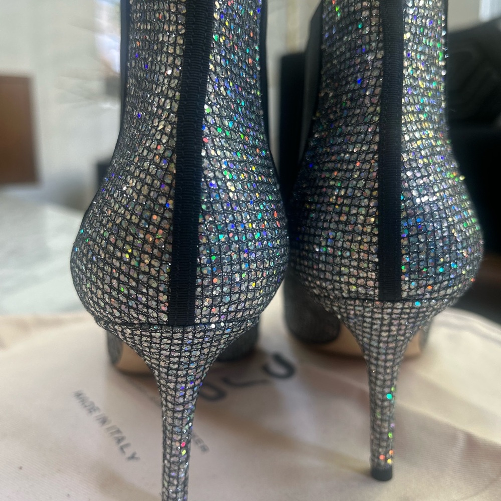 SJP - Sarah Jessica Parker Silver  Glitter Booties NWT Size 41 - Picture 5 of 6